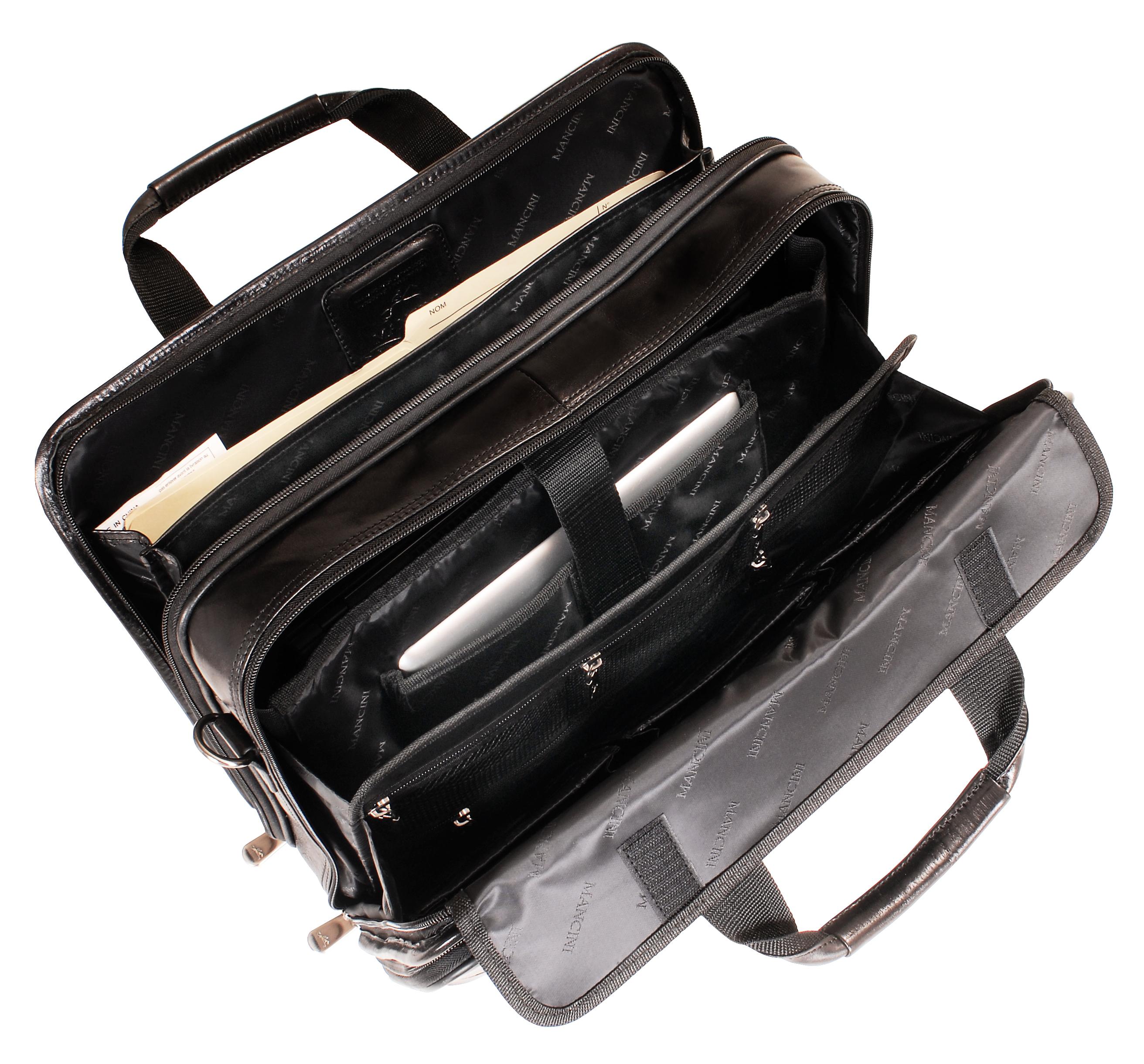 Mancini Men's Leather Signature Double Compartment Briefcase