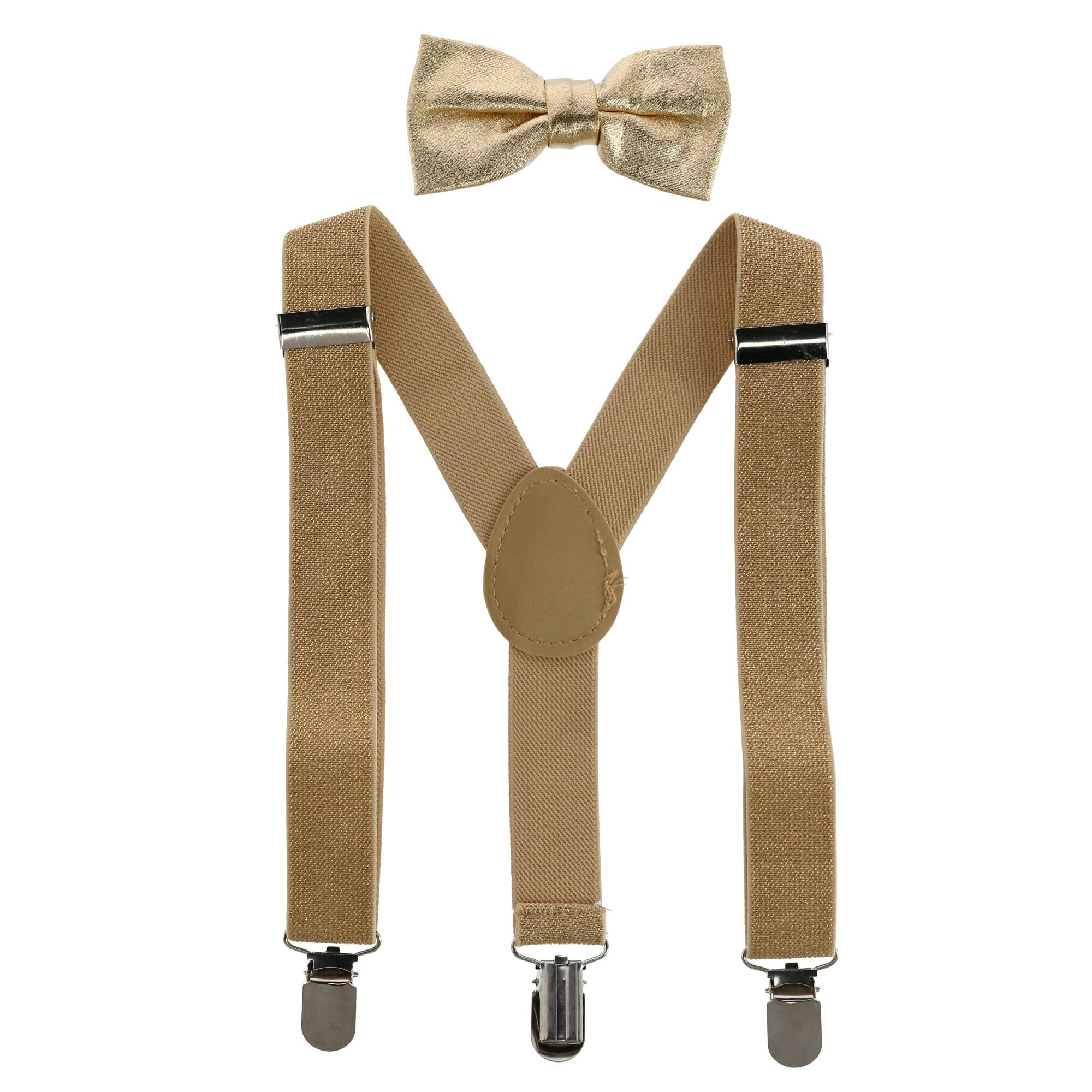 Ctm Kid S Shimmery Gold Bow Tie And Suspender Set