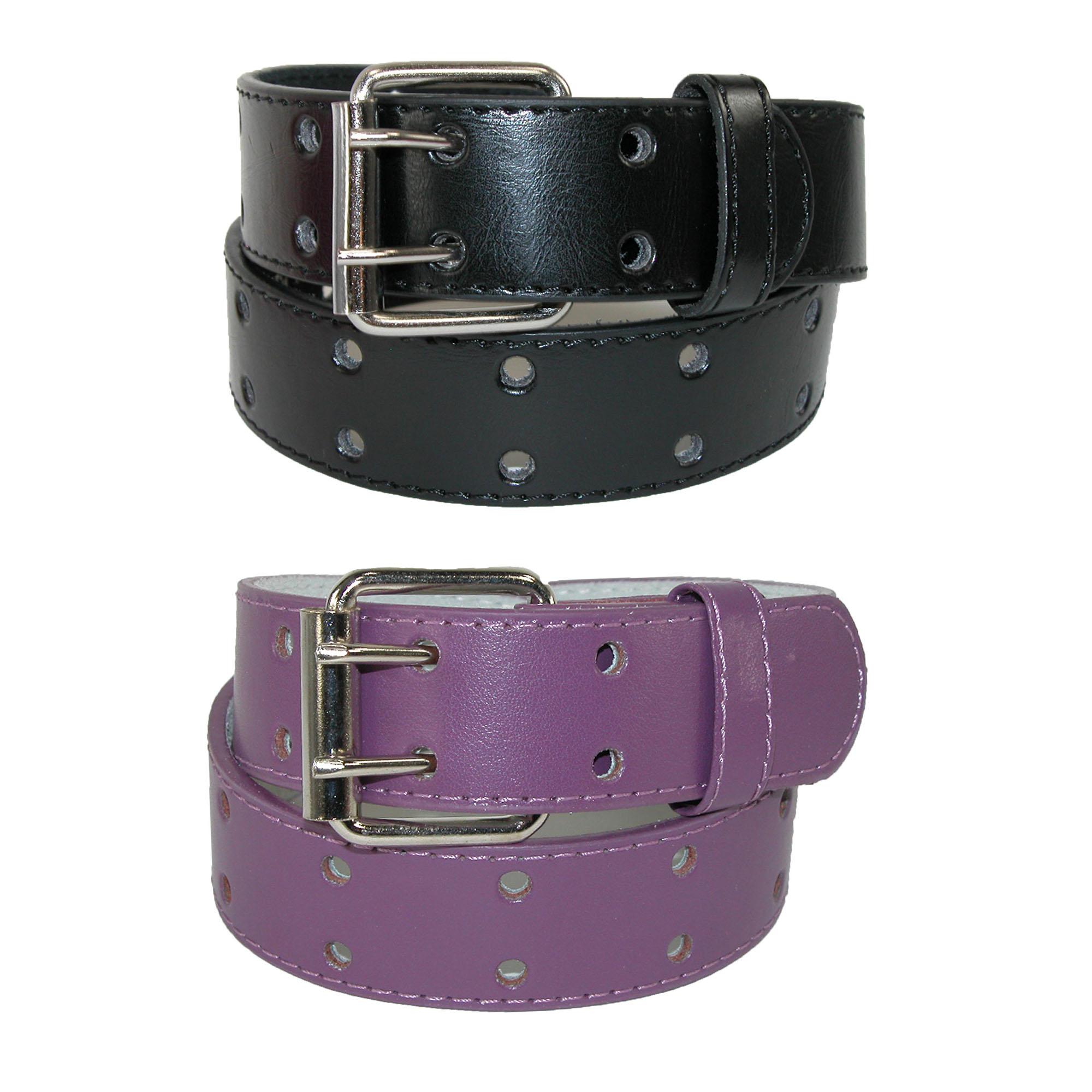 CTM Kid's Leather Two Hole Jean Belt (Pack of 2 Colors)