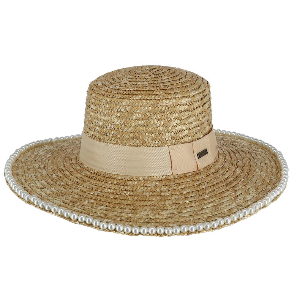 Epoch Hats Company Women's Straw Boater Hat with Beaded Edge