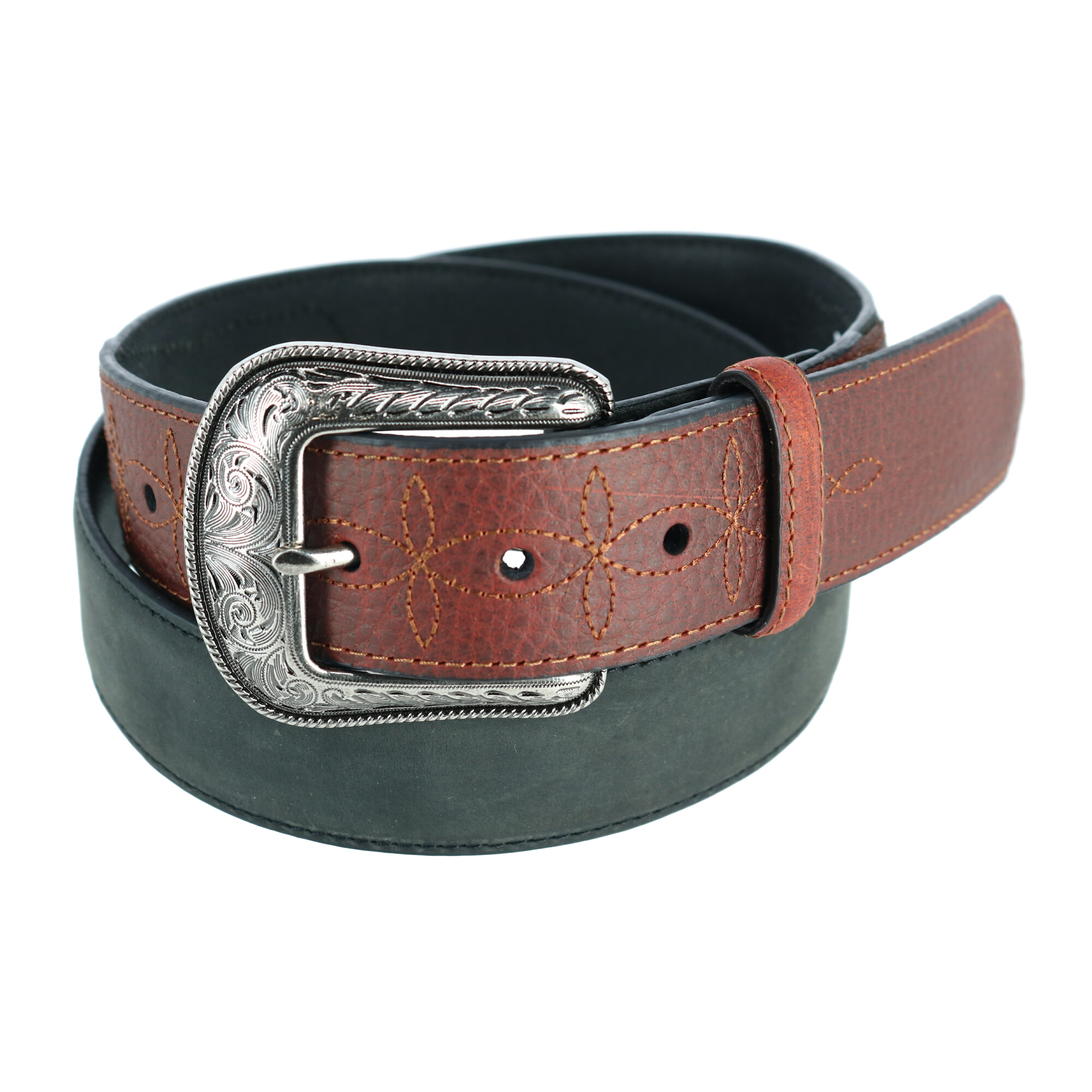 Wrangler Men's Bison and CrazyHorse Leather Belt with Billets