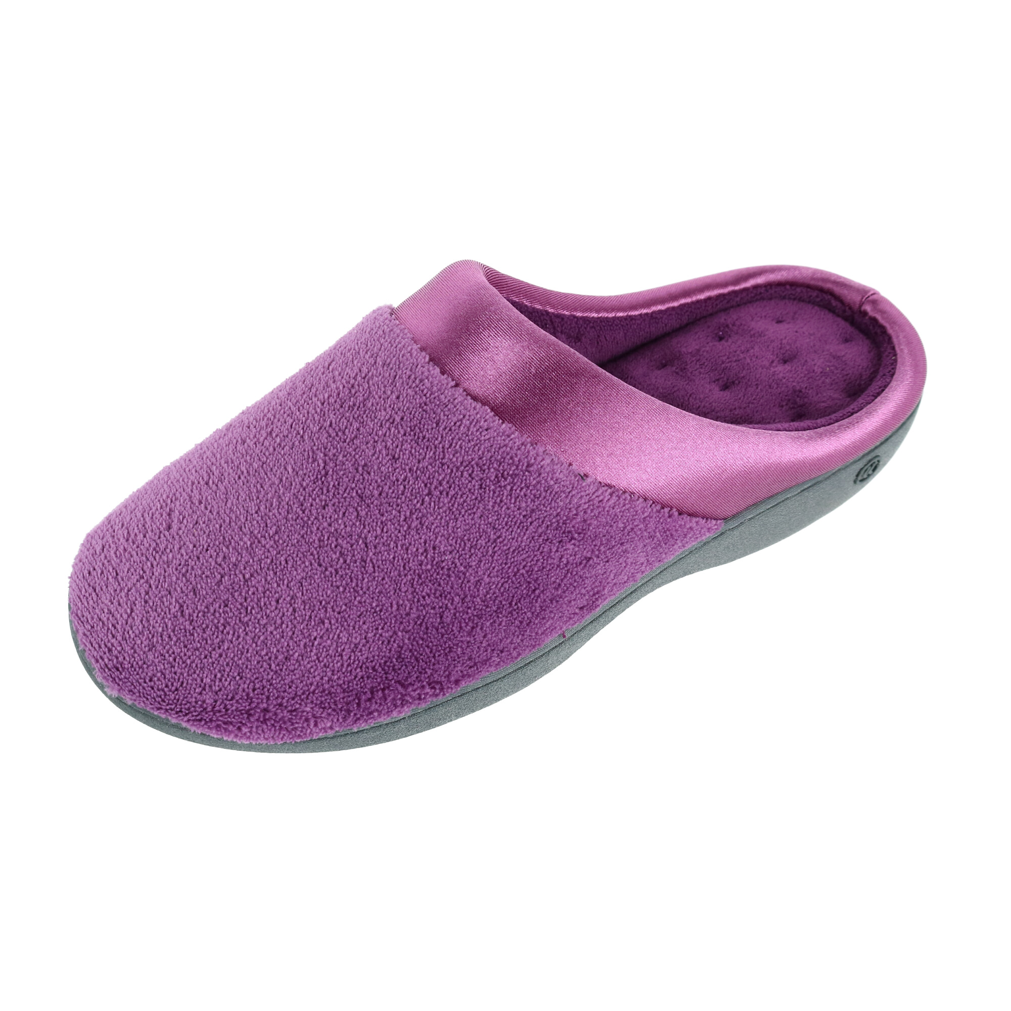 Isotoner Women's Microterry Pillowstep Satin Clog Slipper