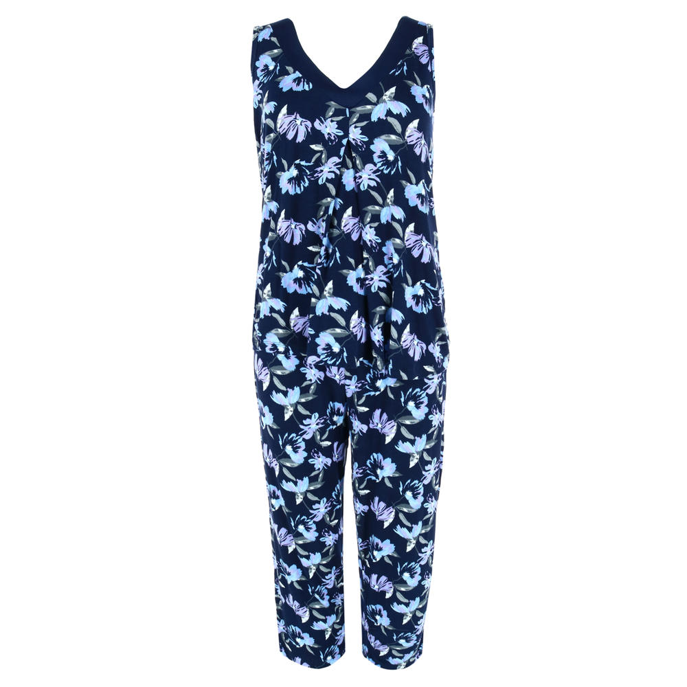 Rene Rofe Women's Floral Print Sleeveless 2-Piece Pajama Capri Set