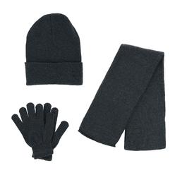 CTM Basic Beanie Cuff Cap Scarf and Gloves Set
