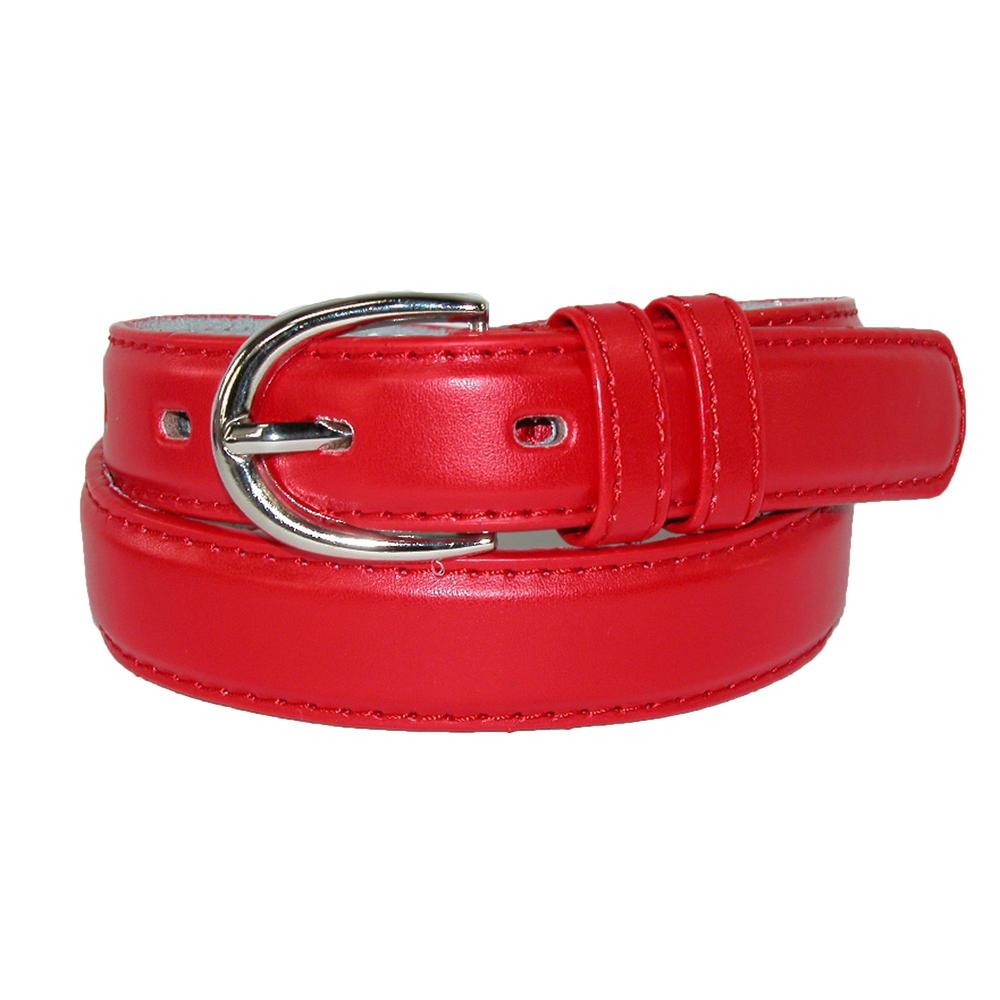 CTM Kid's Leather 1 inch Basic Dress Belt, Xlarge, Red