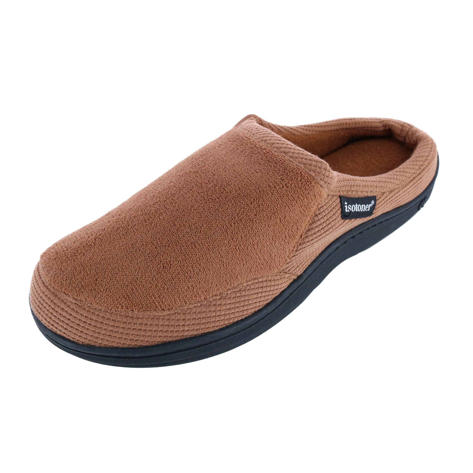 Isotoner Men's Microterry and Waffle Travis Hoodback Slipper
