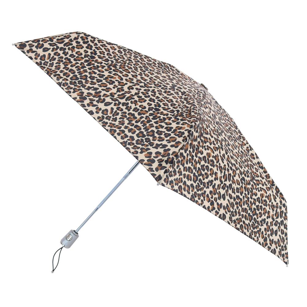Totes Adult Auto Open & Close Leopard Print Umbrella