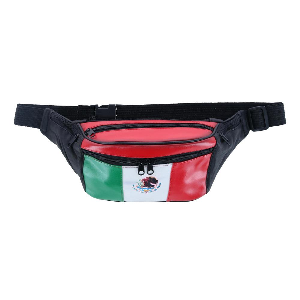 CTM Leather waist Waist Pack with Mexican Flag