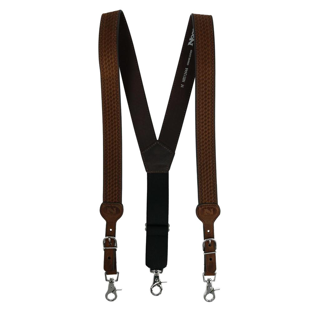 Nocona Belt Co Men's Big & Tall Leather Braided Suspenders with Buckle Ends