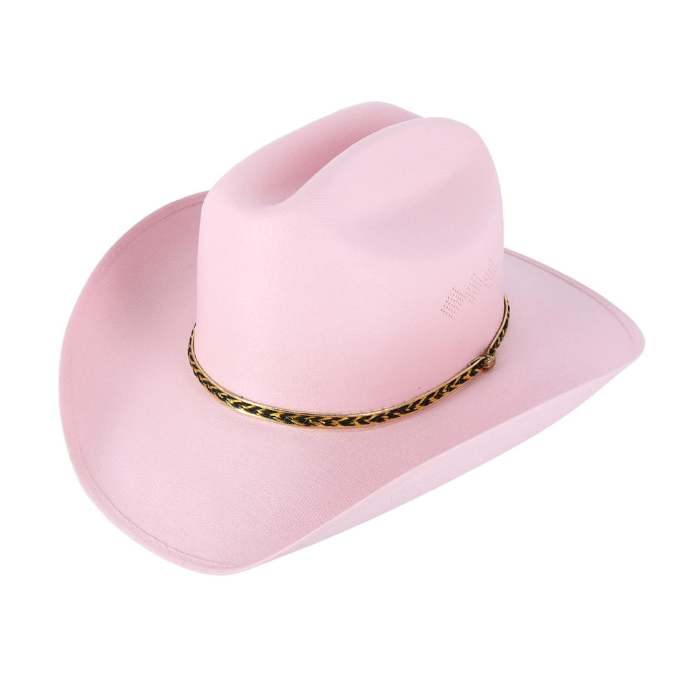 CTM Girl's Pink Western Cowgirl Hat with Headband