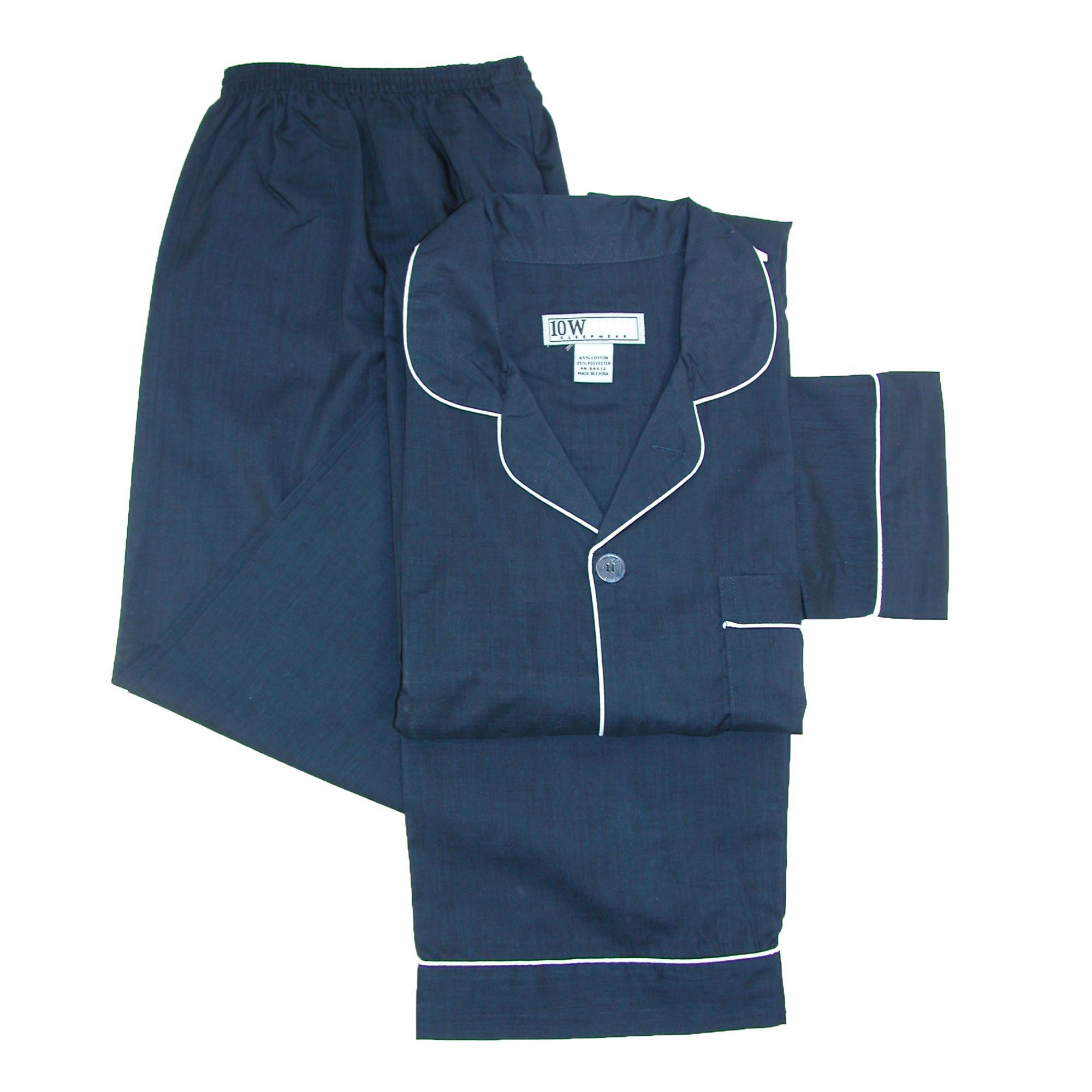 Ten West Apparel Long Sleeve Long Leg Solid Pajama Set