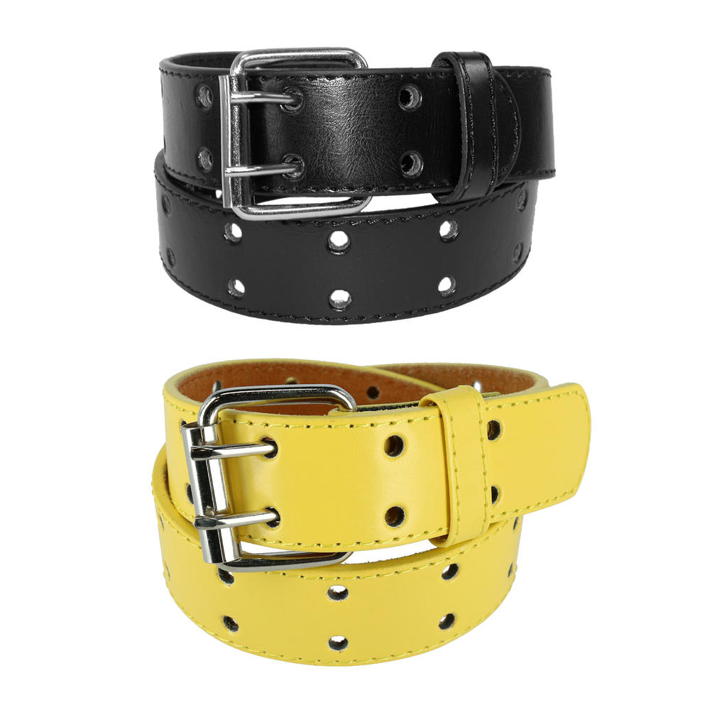 CTM Kid's Leather Two Hole Jean Belt (Pack of 2 Colors)