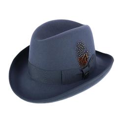 Epoch Hats Company Men's Wool Felt Homburg Godfather Hat with Feather