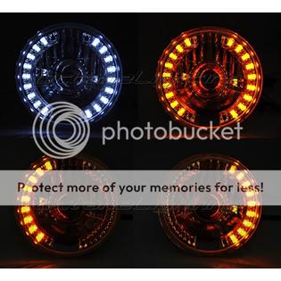 7 Stock Glass Lens Metal Headlight Led 6k 18 24w H4 Light Bulb Headlamp Pair