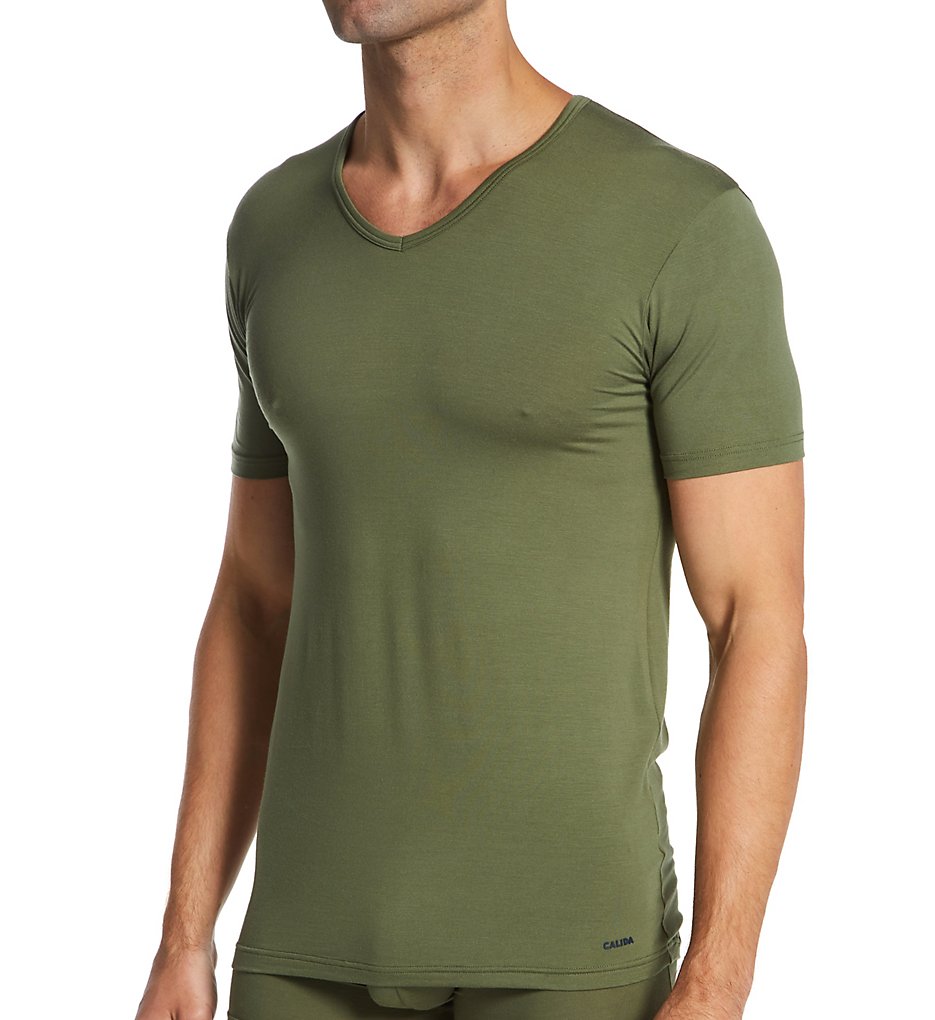 jubilæum Dempsey tjener Calida 14386 Seaweed Micro Modal V-Neck T-Shirt