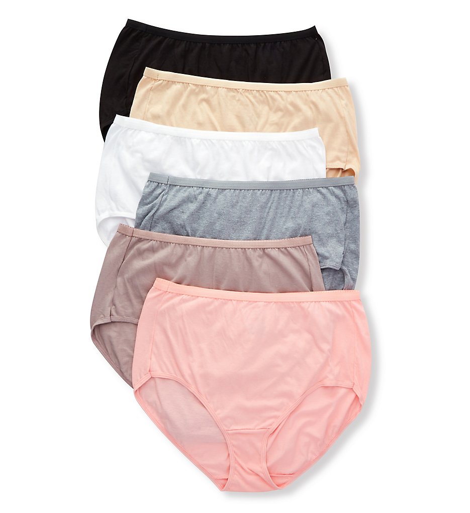 Just My Size 16156C Cool Comfort Cotton High Brief Panty - 6 Pack