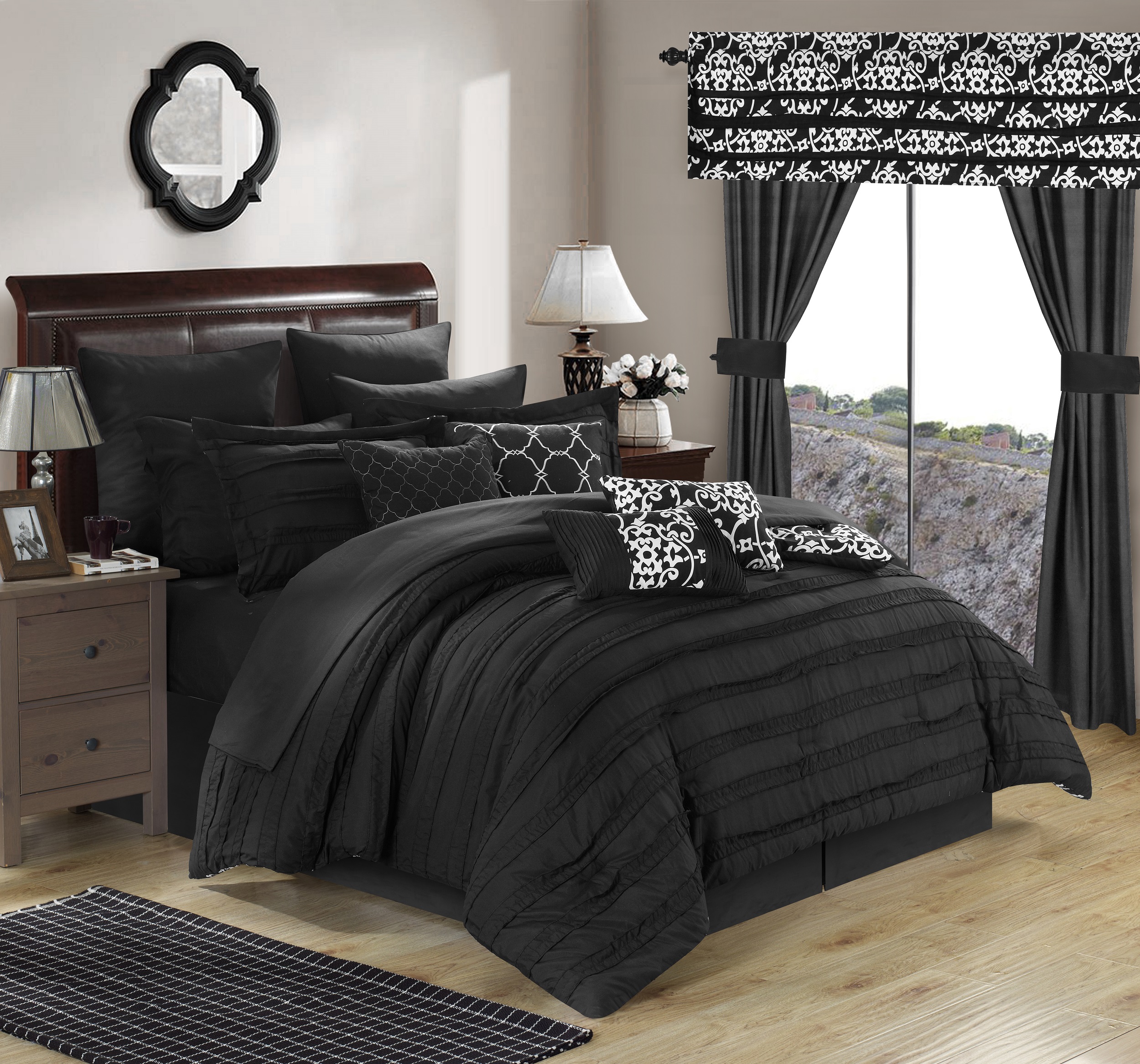 Chic Home Hailee 24pc Queen Size Comforter Set - Black