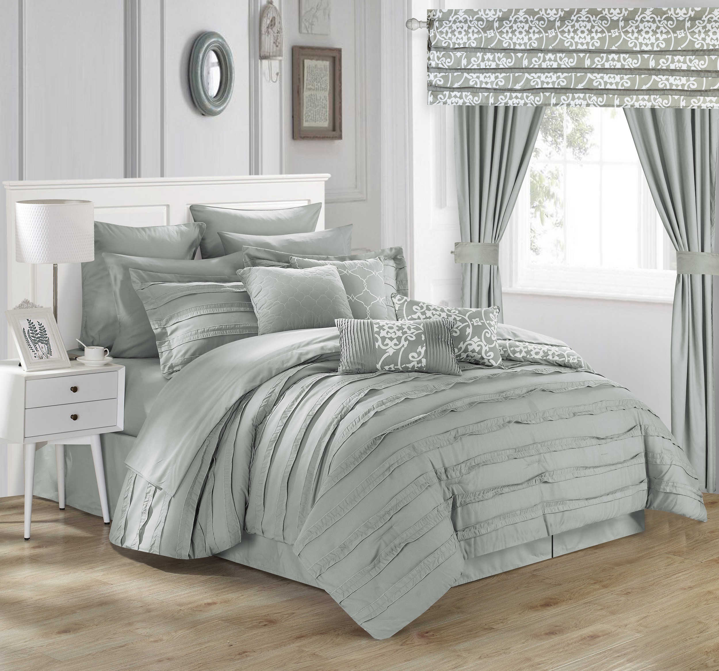 Chic Home Hailee 24pc Queen Size Comforter Set - Silver