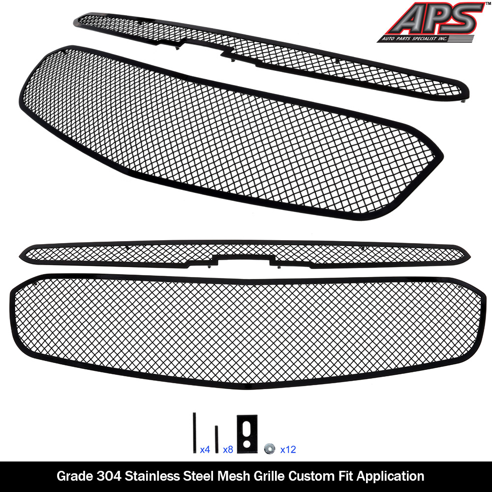Aps Fits 2015 Chevy Cruze Stainless Steel Black Mesh Grille C76342h