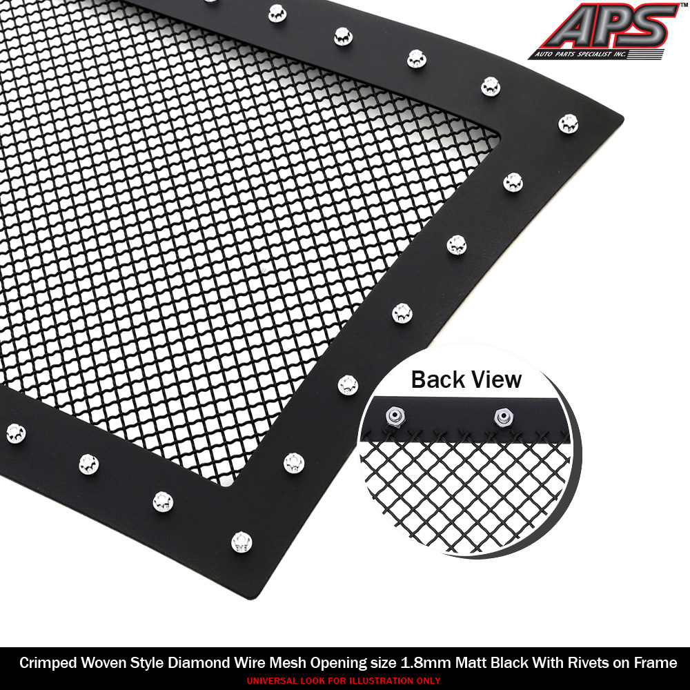 APS Fits 2016-2018 Chevy Silverado 1500 Main Upper Black Stainless Mesh Rivet Grille