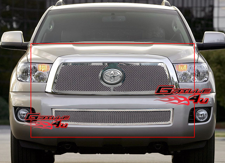 APS Fits 2008-2013 Toyota Sequoia Stainless Steel Mesh Grille Grill Insert Combo