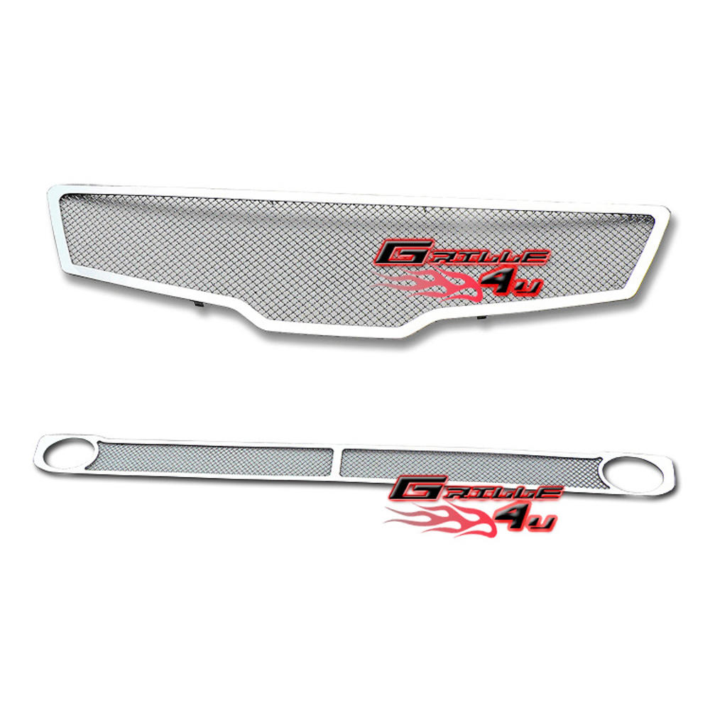 APS Fits 2007-2009 Nissan Altima Sedan Stainless Chrome Mesh Grille Insert Combo