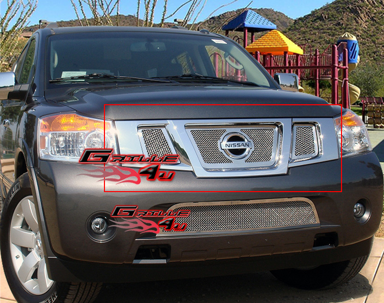 APS Fits 2008-2015 Nissan Armada Stainless Steel Mesh Grille Insert W/Logo  #N76507T