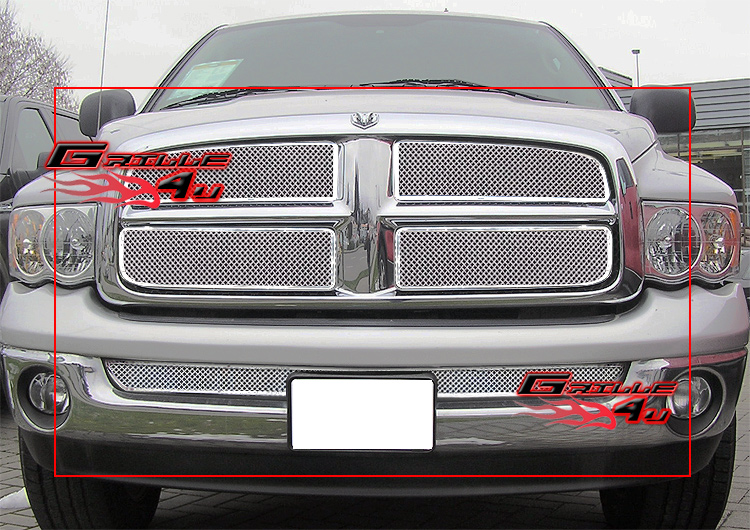 APS For 02-05 Dodge Ram Stainless Steel Mesh Grille Combo #N19-T89977D