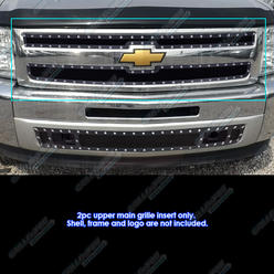 APS Fits 2007-2013 Chevy Silverado 1500 Stainless Black Rivet Mesh Grille Inserts  #CL5766H