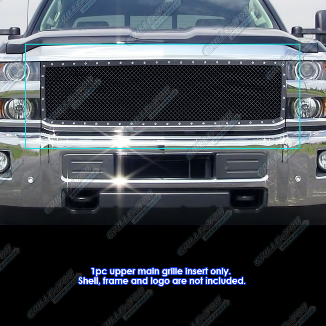 APS For 15-16 Chevy Silverado 2500HD/ 3500HD Steel Black Mesh Rivet Grile #N19-K3336LC