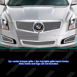 APS For 2013-14 Cadillac ATS Bumper & Light Cover Stainless Steel Mesh Grille Combo #N19-T01317A
