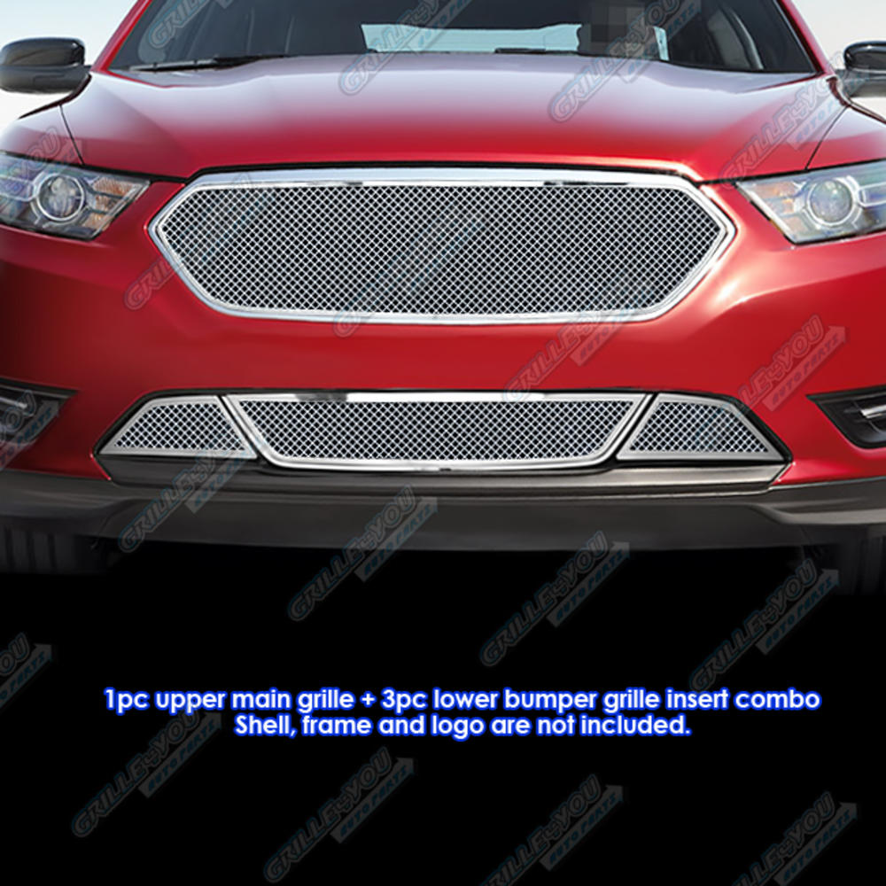 APS Fits 2013-2019 Ford Taurus SHO Honeycomb Lower Stainless Chrome Mesh Grill Combo