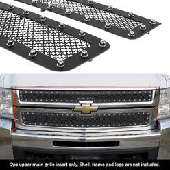 APS 07-10 Chevy Silverado 2500/3500 Black Rivet Stainless Steel Mesh Grille Grill #N19-H4775LC