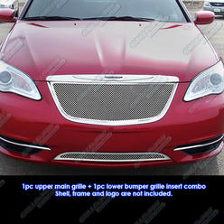 APS Fits 2011-2014 Chrysler 200 Stainless Steel Mesh Grille Grill Insert Combo # R71106T