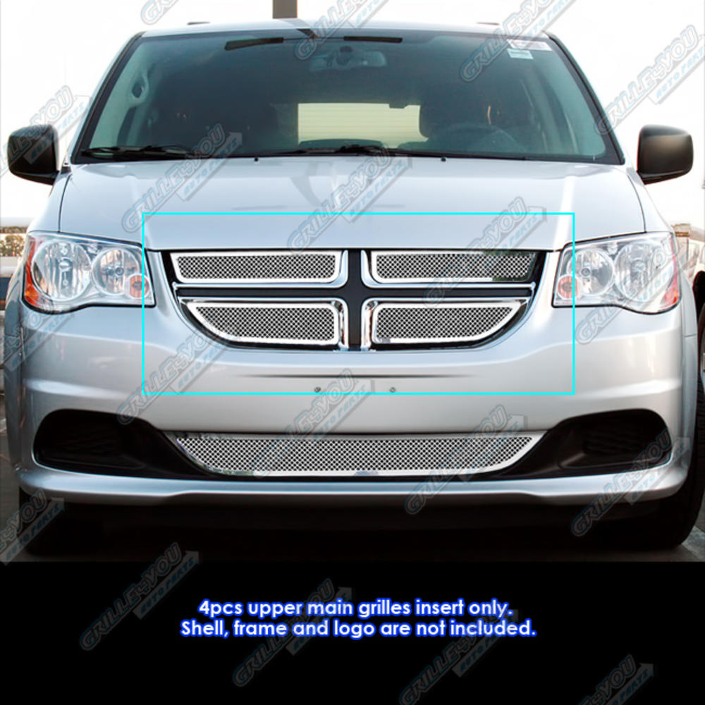 APS For 2011-2020 Dodge Grand Caravan Main Upper Stainless Chrome Mesh Grille Insert
