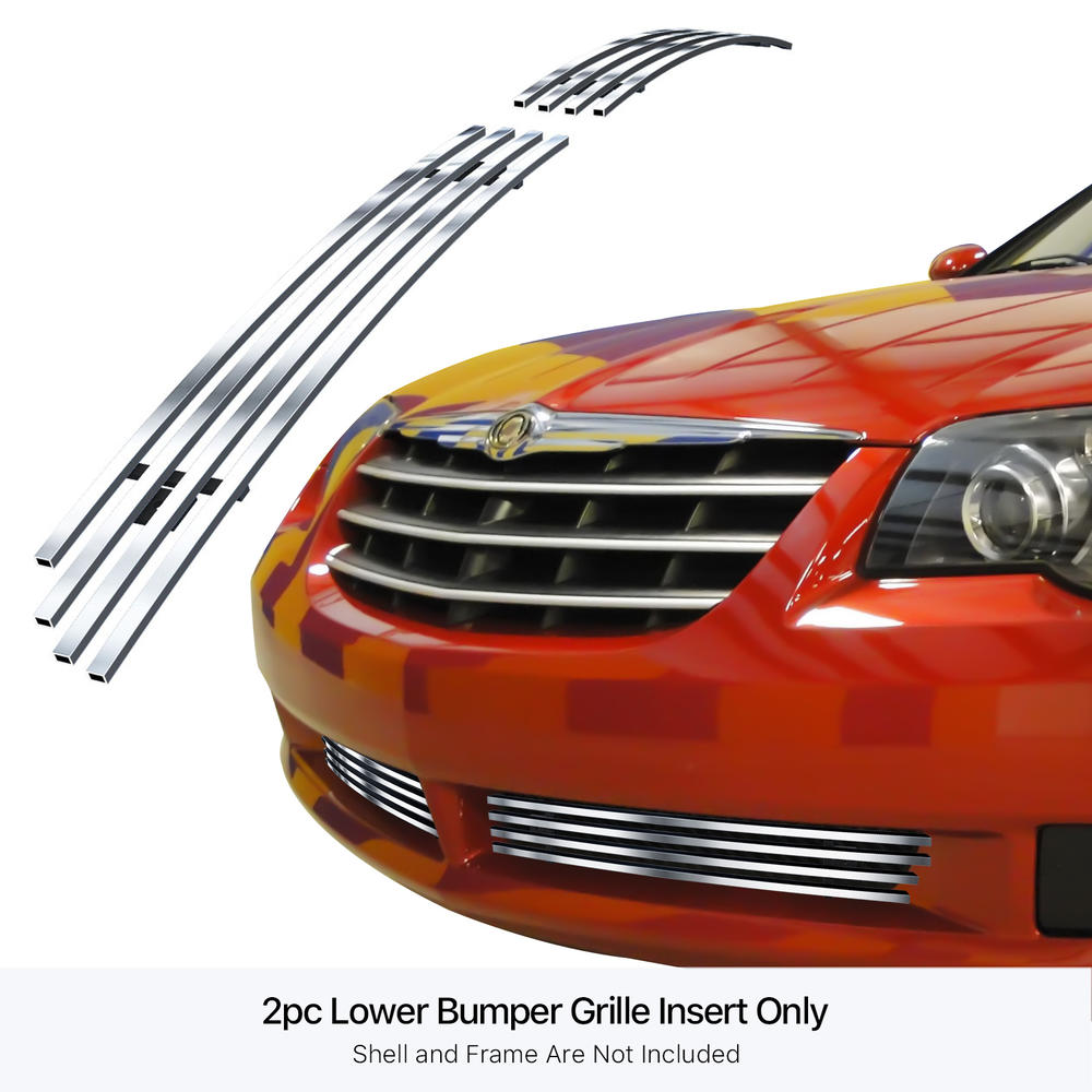 APS For 2004-2008 Chrysler Crossfire Bumper Stainless Chrome Billet Grille Insert