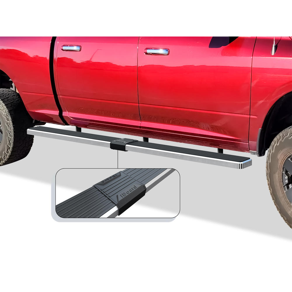 iBoard Wheel-to-Wheel 6" Side Step Nerf Bar Fit 09-18 Ram Crew Cab 6.5ft Bed