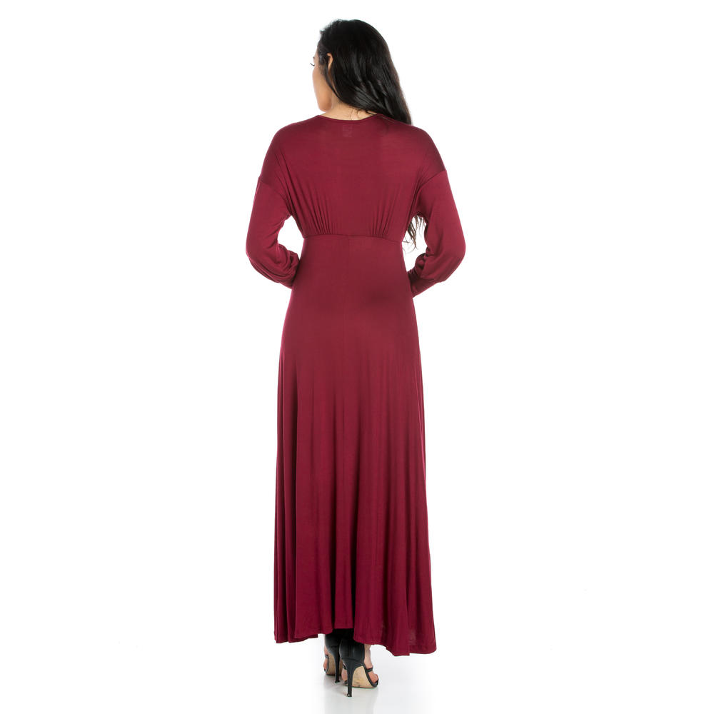 24&#47;7 Comfort Apparel Women's Long Sleeve Empire Maxi Dress