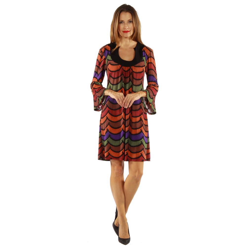 24&#47;7 Comfort Apparel Women's Abstract Stripe Print Dress