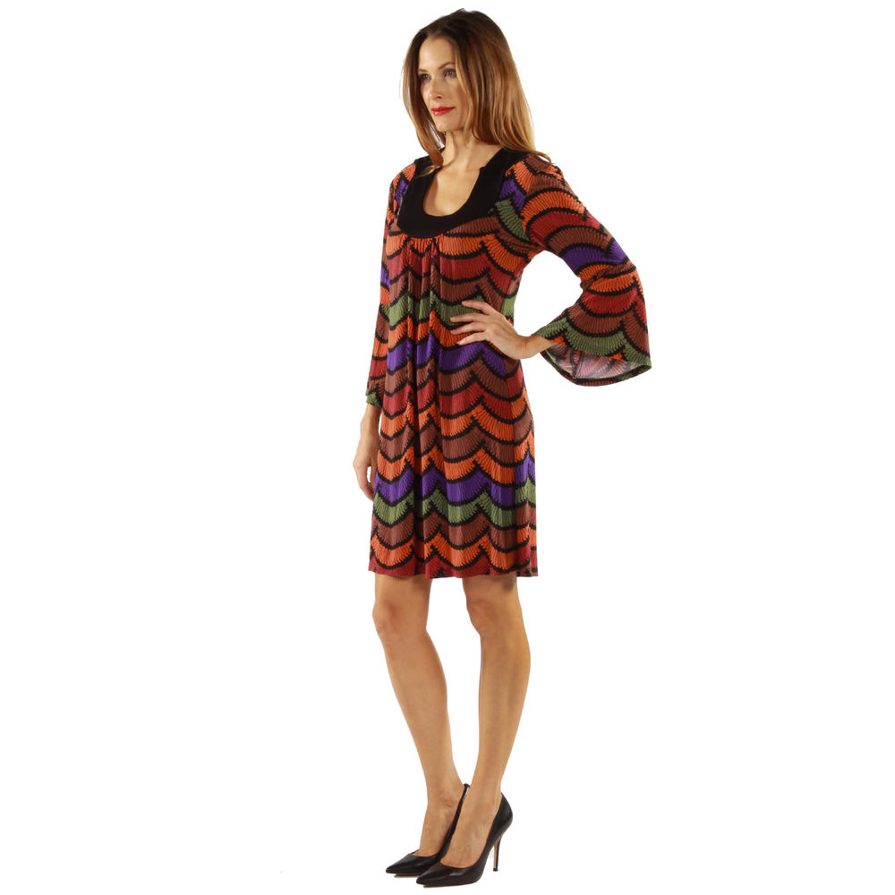 24&#47;7 Comfort Apparel Women's Abstract Stripe Print Dress