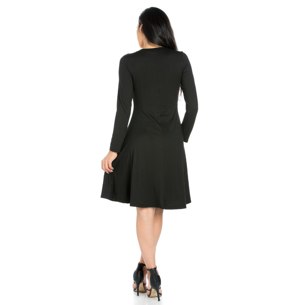 24&#47;7 Comfort Apparel Classic Long Sleeve Mini Dress