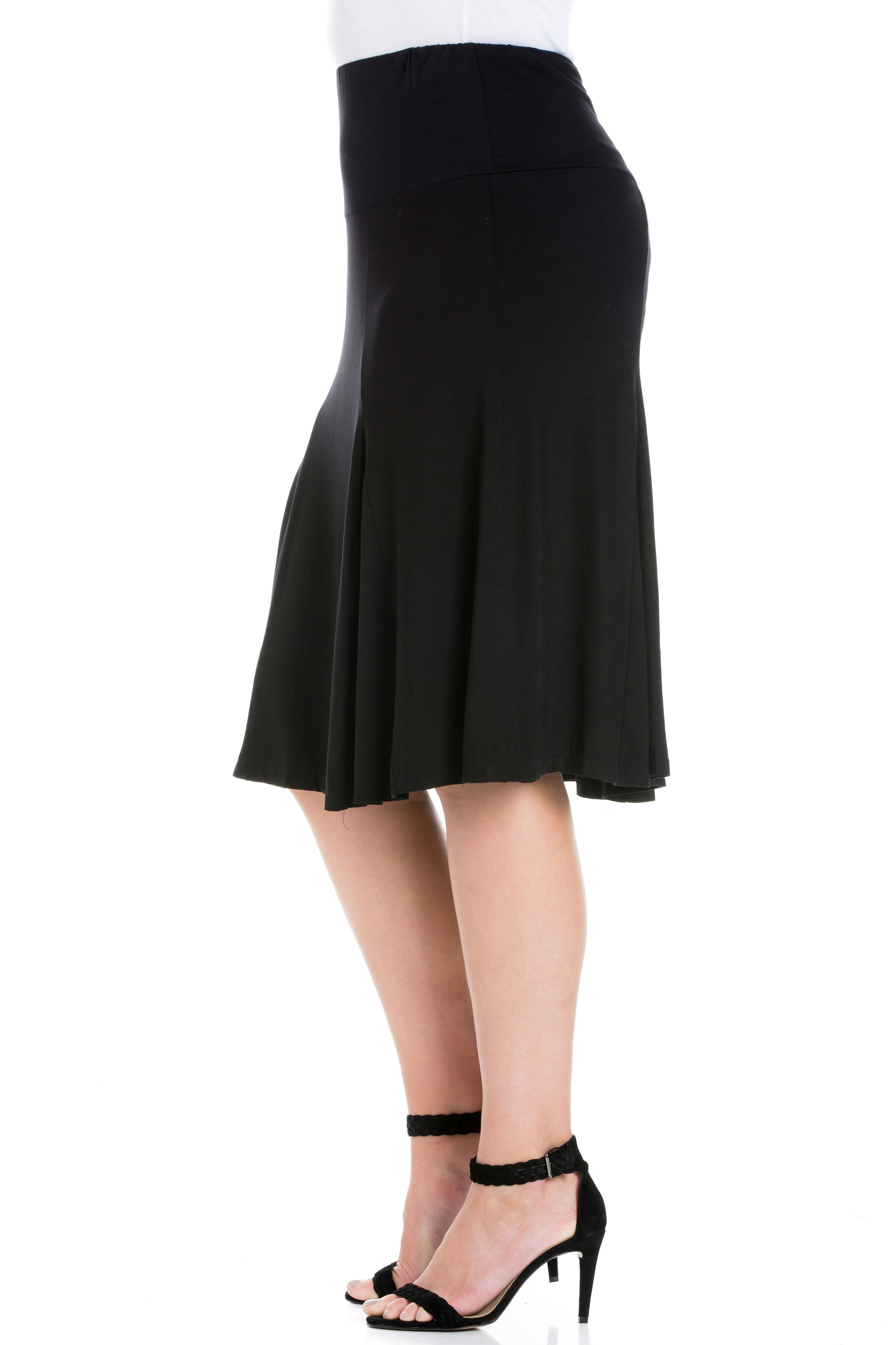 24seven Comfort Apparel Plus Size Women's Calf-Length Skirt