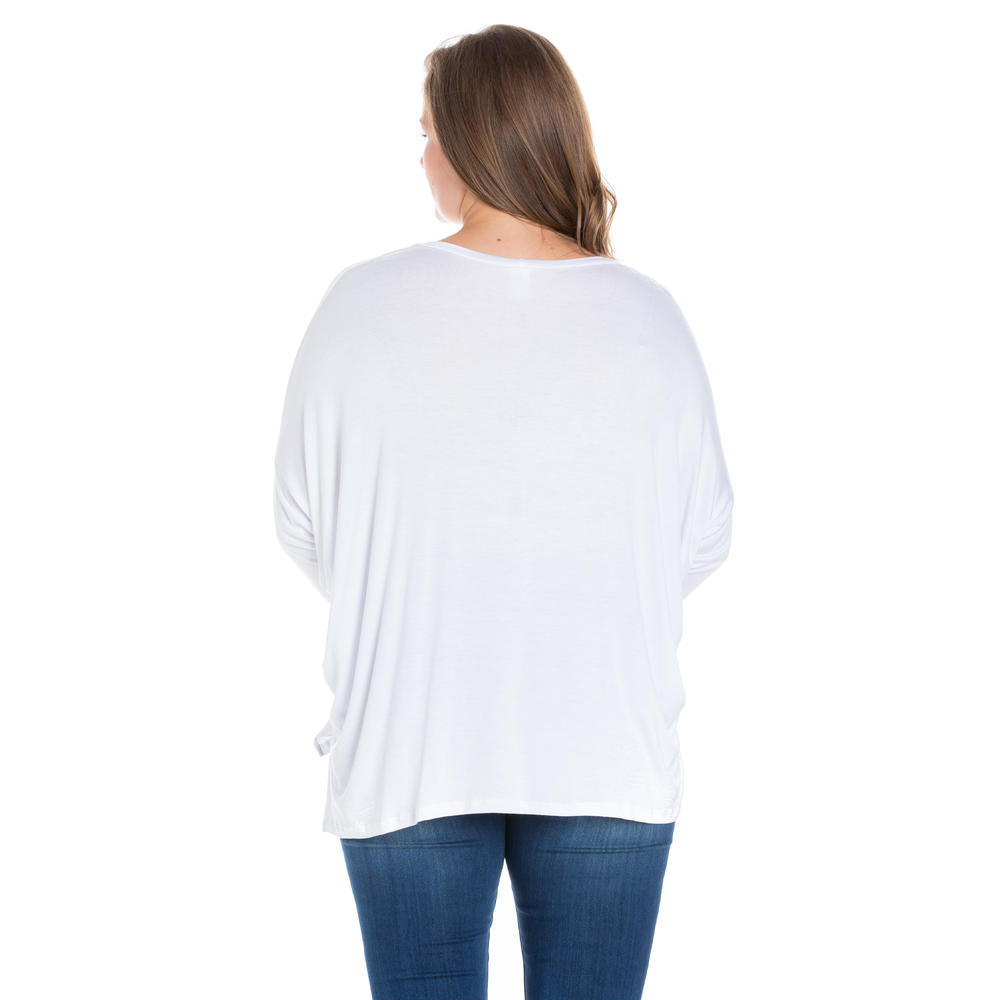 24seven Comfort Apparel Leisurely Oversized Long Sleeve Plus Size Dolman Top