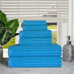 Blue Nile Mills Plush Classic Cotton 6-Piece Towel Set with Ribbed Border