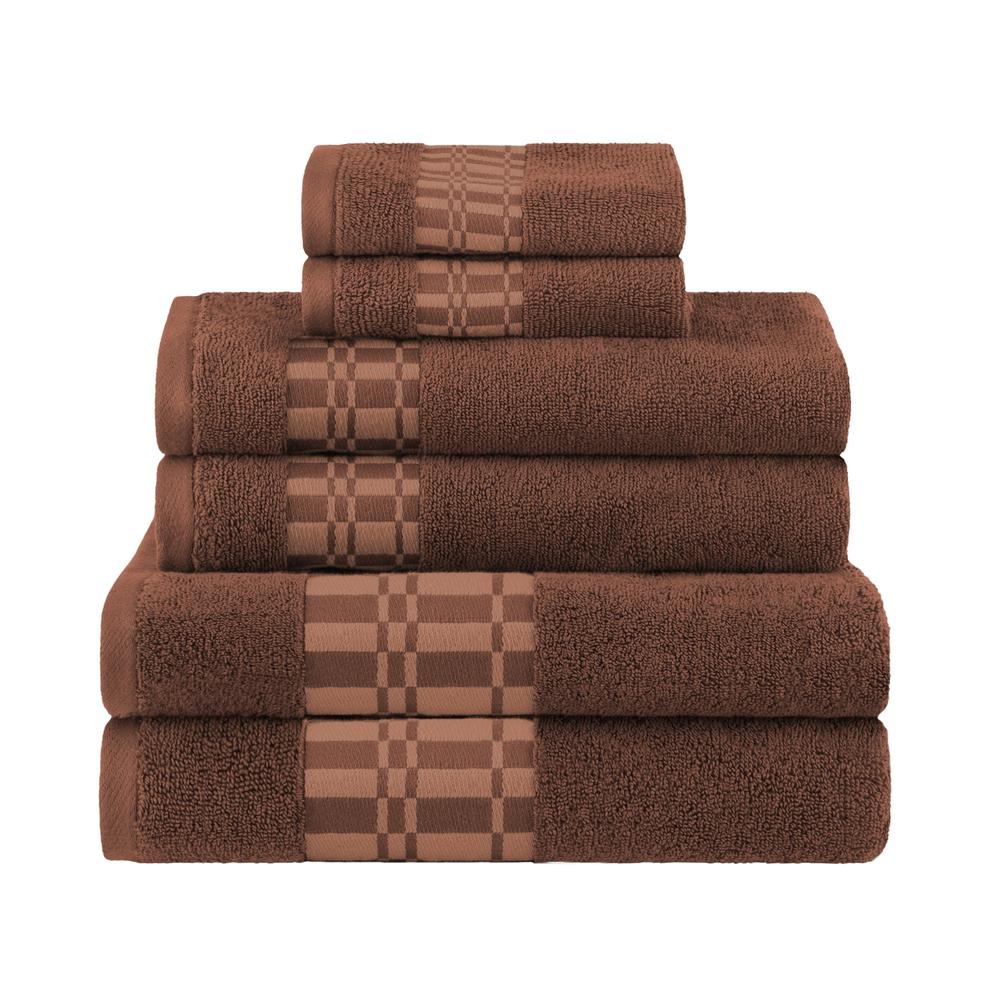 Blue Nile Mills 6 Piece Cotton Solid Towel Set Absorbent & Soft Washcloth Face Hand Bath Towels
