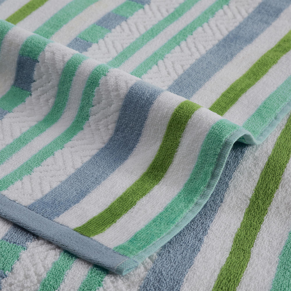 Blue Nile Mills Cotton Stitch Stripe Textured (set of 2) Beach Towel