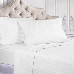 Blue Nile Mills 400 Thread Count 100% Egyptian Cotton Stripes Modern Deep Pocket Bed Sheet Set