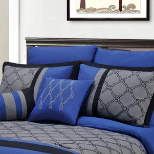 Blue Nile Mills Maxfield 8 Piece Bedding Set Comforter Shams And