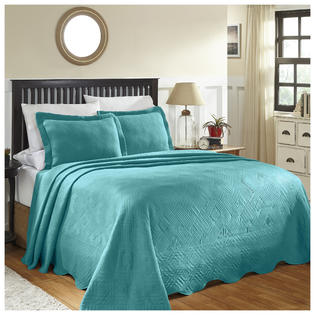 Blue Nile Mills 100 Cotton Geometric Fret Scalloped Bedspread Set Cotton Geometric Fret Scalloped, What Are The Measurements Of A Twin Bedspread