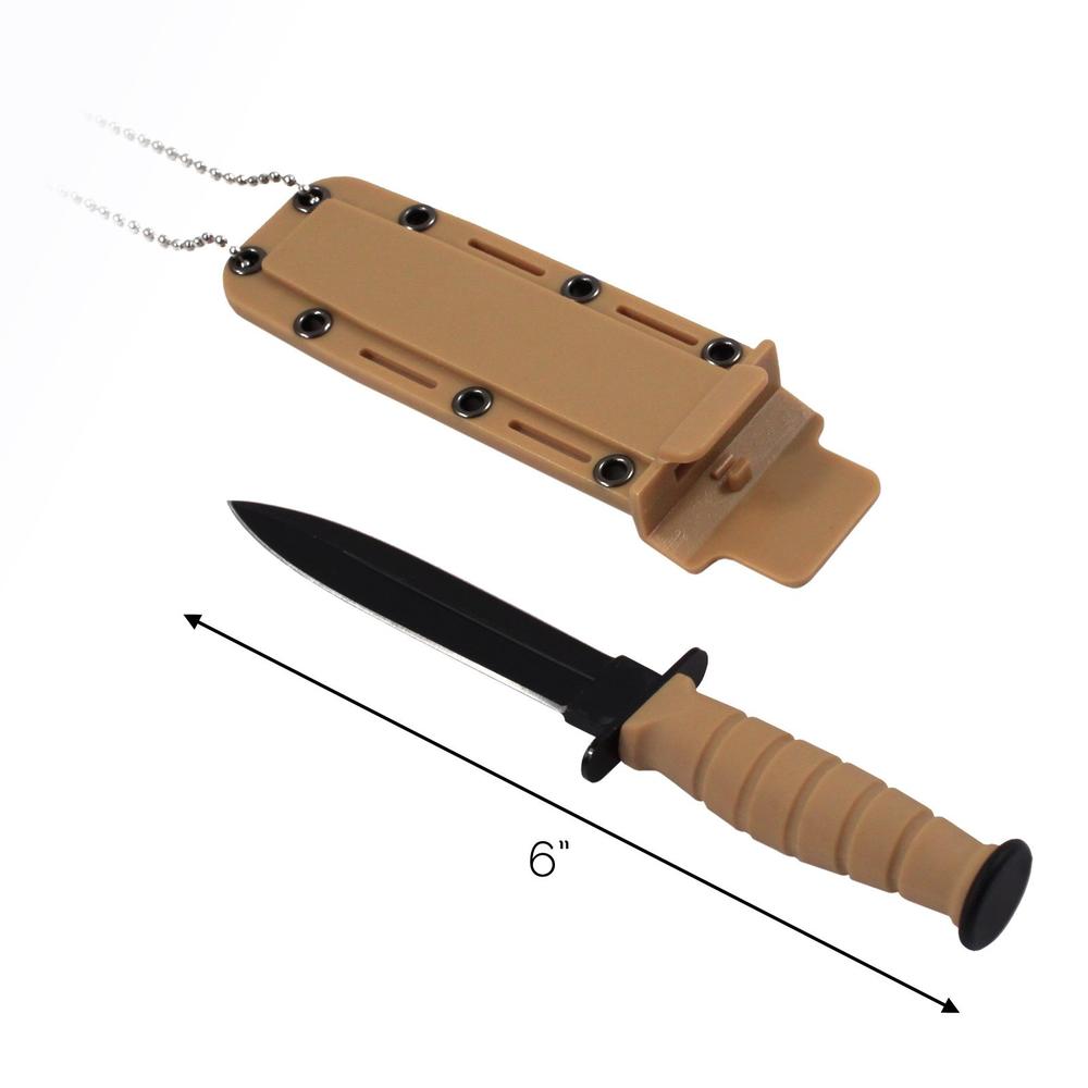 ASR Tactical Mini Dagger Serrated Fixed Blade Knife Outdoor Camping Neck Knife, 6", Tan